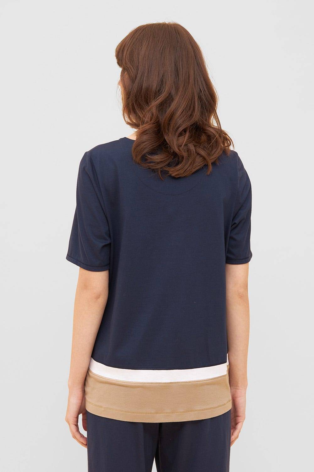 Rösch Shirt in Colorblocking-Optik Dunkelblau Beige Mix &amp; Match Baumwolle/Modal Black Friday Preise