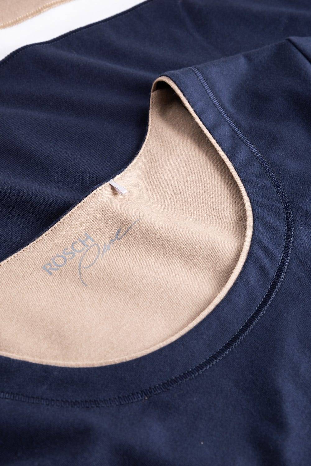 Rösch Shirt in Colorblocking-Optik Dunkelblau Beige Mix &amp; Match Baumwolle/Modal Black Friday Preise