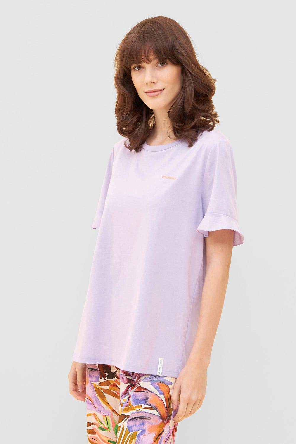 Rösch T-Shirt mit Volants und Stickerei "summer" Mix & Match Viskose/Elasthan