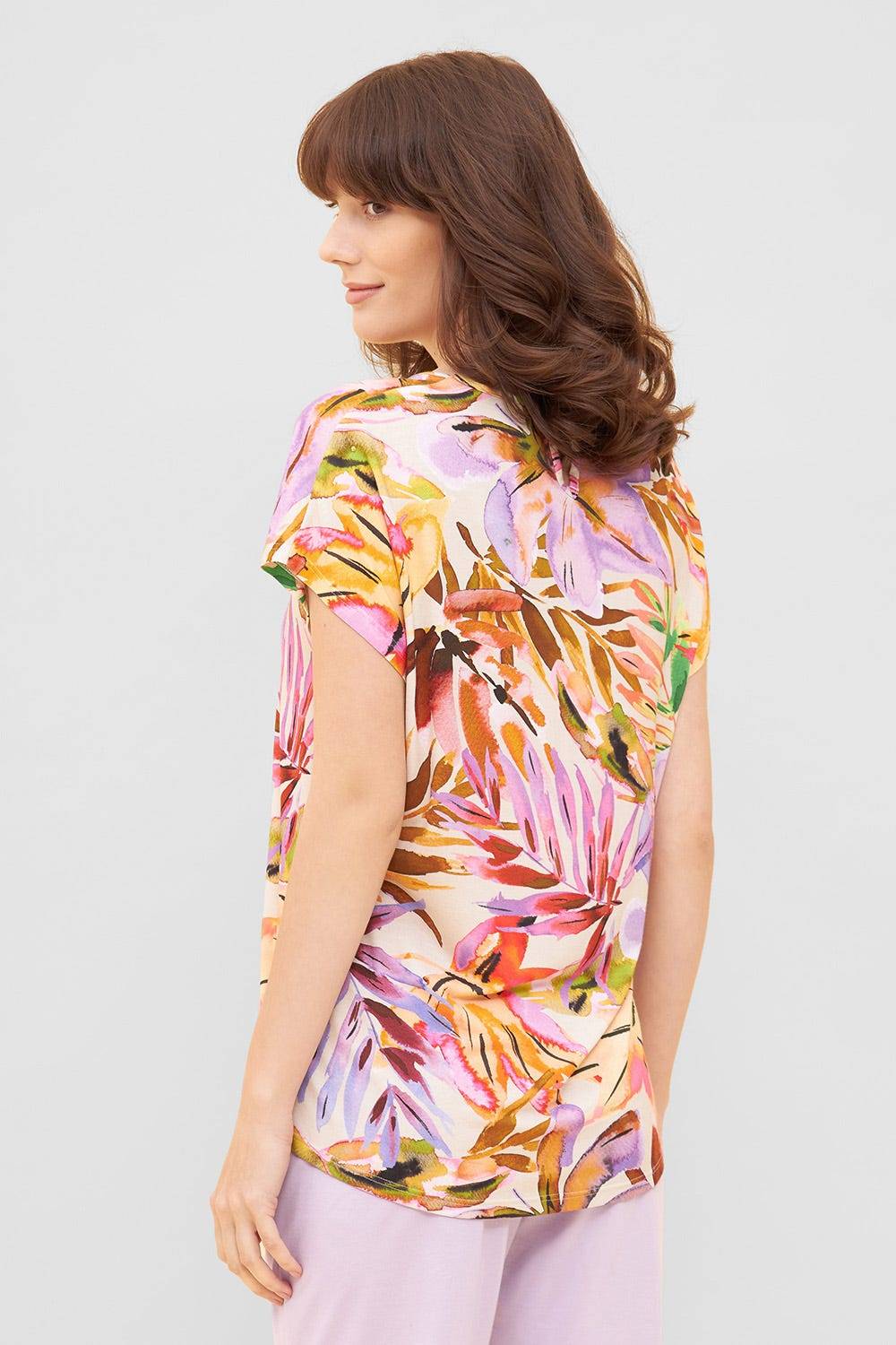 Rösch Shirt im fröhlichen Blätter-Druck Bunt Sommer Mix &amp; Match Viskose/Elasthan zollfrei