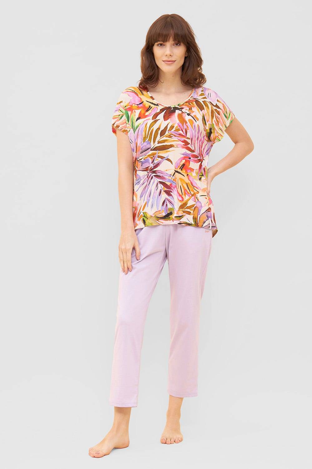Rösch Shirt im fröhlichen Blätter-Druck Bunt Sommer Mix &amp; Match Viskose/Elasthan zollfrei