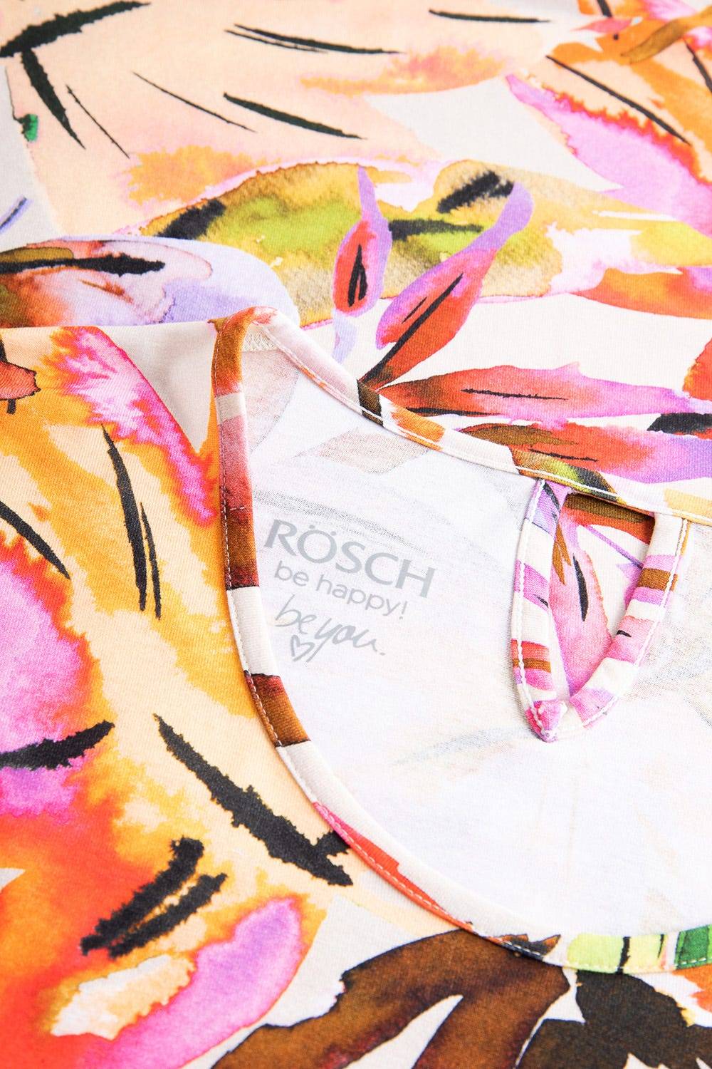 Rösch Shirt im fröhlichen Blätter-Druck Bunt Sommer Mix &amp; Match Viskose/Elasthan zollfrei