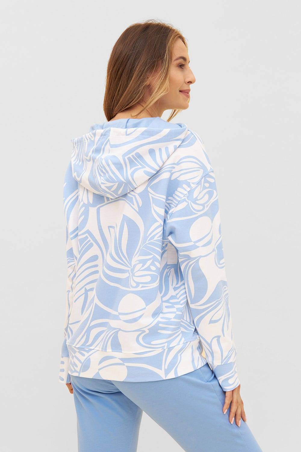 Rösch Hoodie im grafischen Druck Hellblau Kapuzenpullover Baumwolle/Elasthan 2025