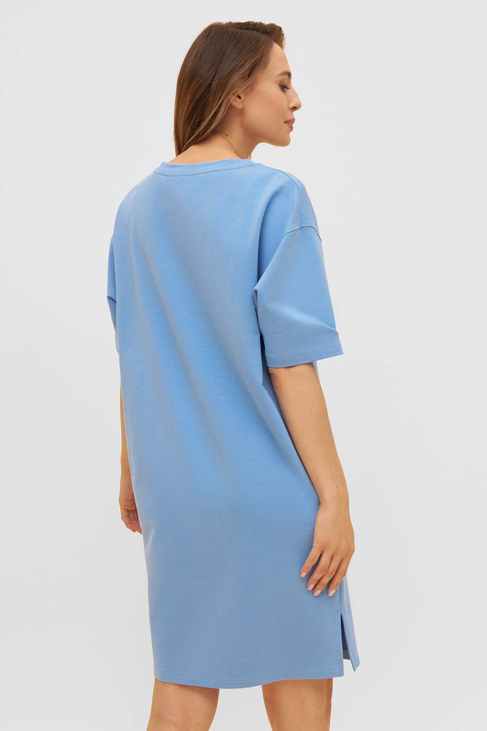 Rösch Sweatkleid mit Känguru-Tasche Hellblau Rundhals Baumwolle/Elasthan Outlet