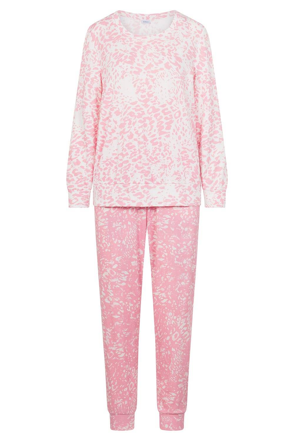 Rösch Pyjama im rosa Druck-Mix angerauht kuschelig 100% Baumwolle Günstiger Verkauf