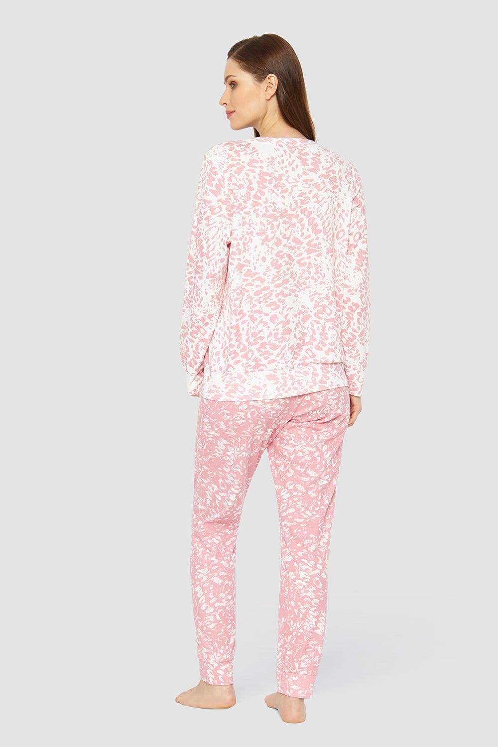 Rösch Pyjama im rosa Druck-Mix angerauht kuschelig 100% Baumwolle Günstiger Verkauf