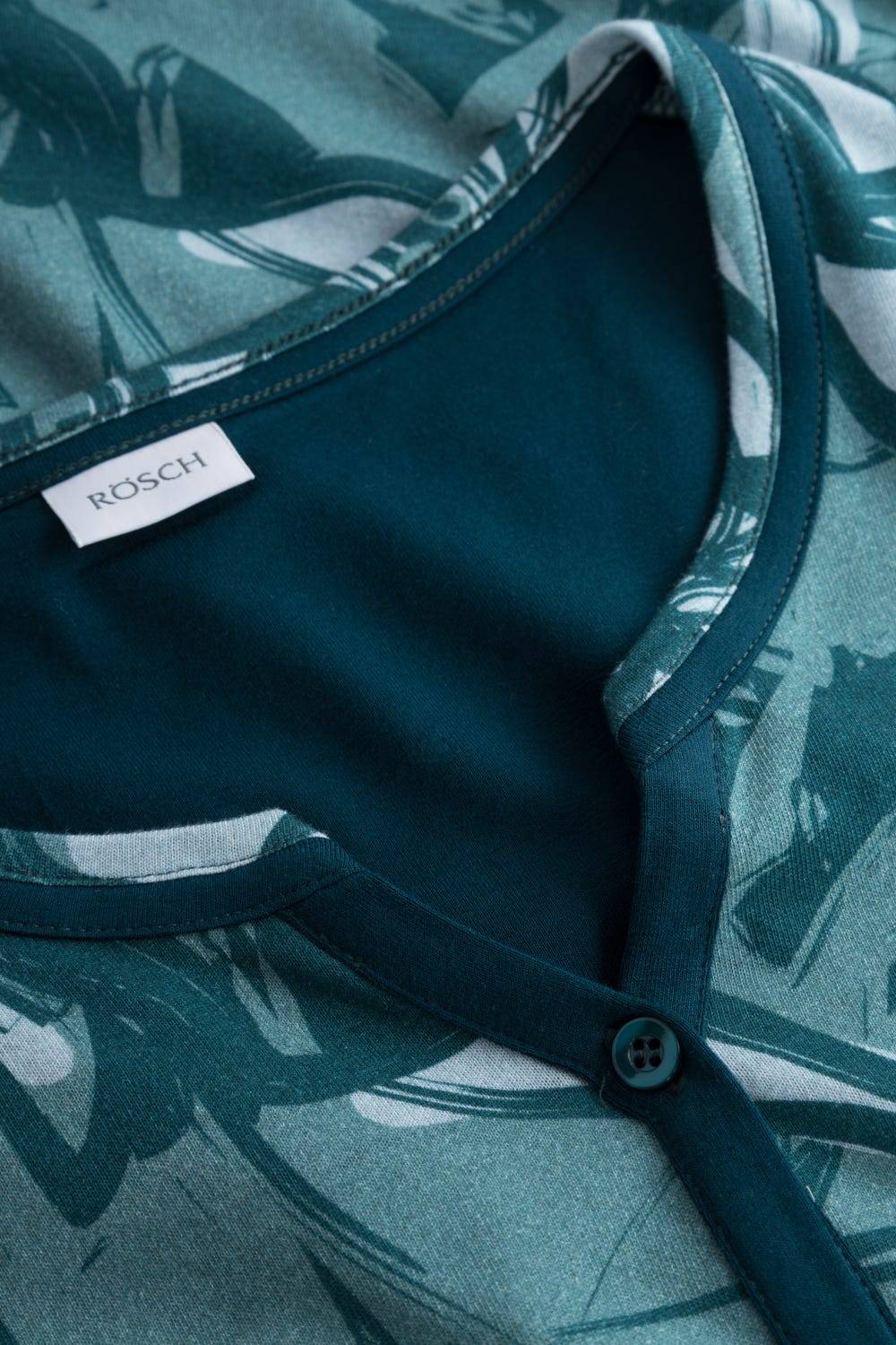 Rösch Nachtkleid im Blumenmuster Petrol 100% Baumwolle Kostenloser Versand