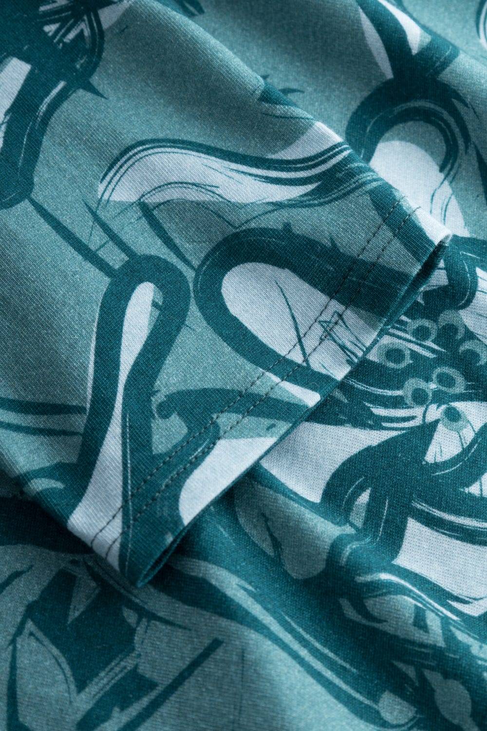 Rösch Pyjama mit Blumenmuster Petrol 100% Baumwolle Limitierter Zeitrabatt