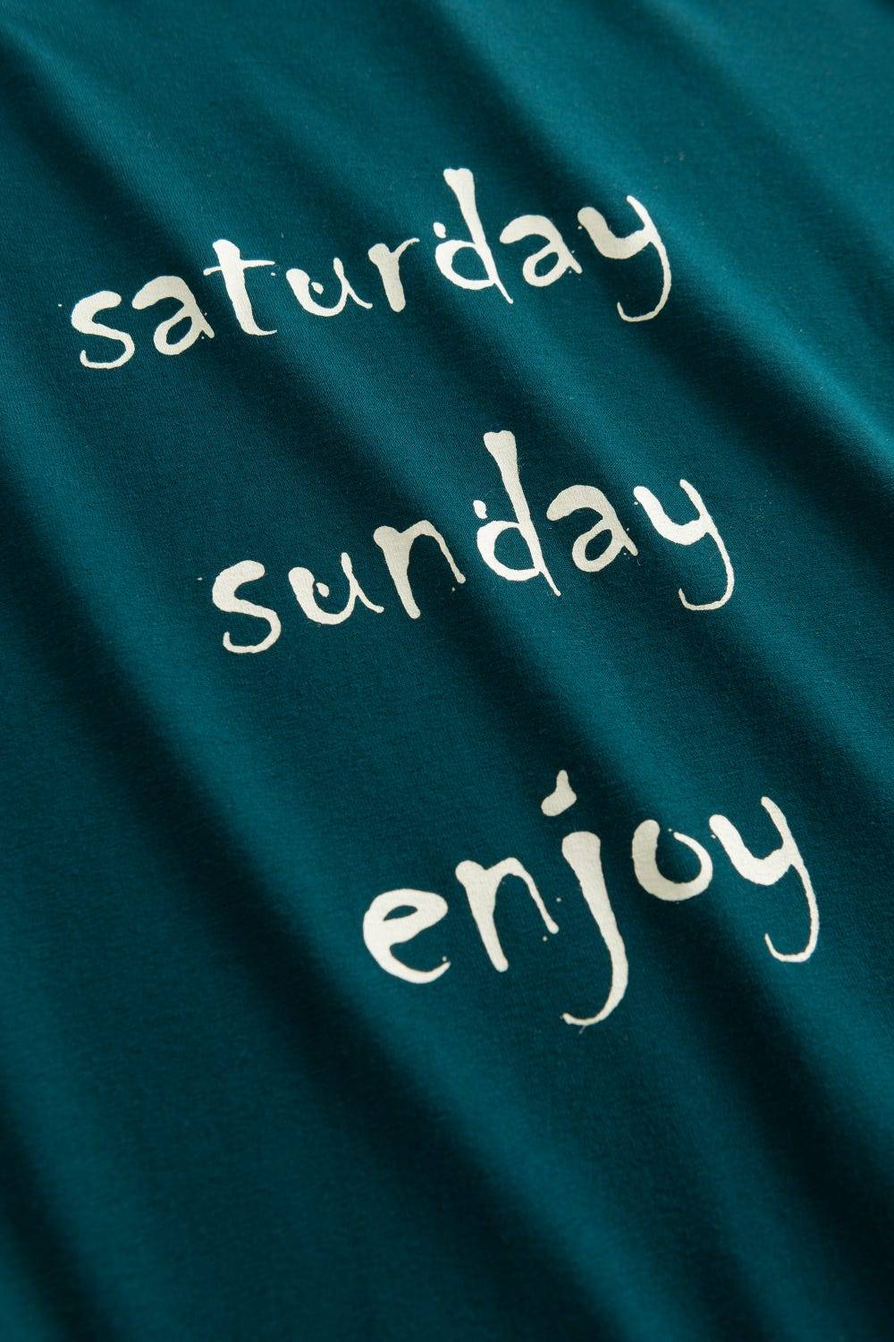 Rösch Bigshirt &quot;saturday sunday enjoy&quot; 100% Baumwolle Fabrik Onlineshop