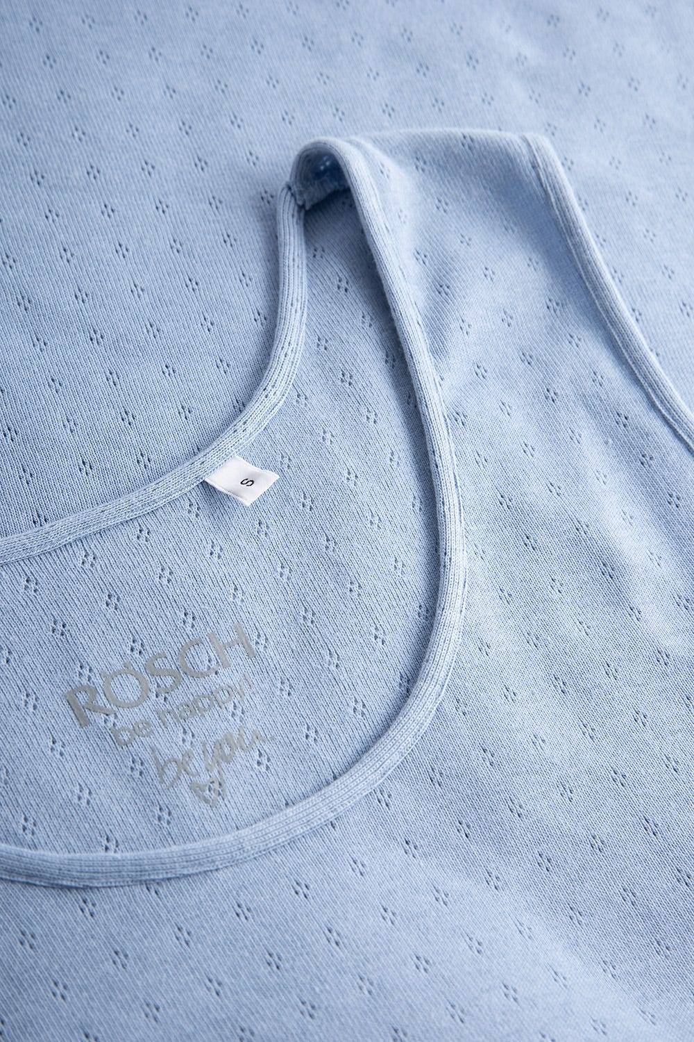 Rösch Pyjama-Top aus Ajour Feinstrick Hellblau Ärmellos Mix &amp; Match 100% Baumwolle Saisonschlussverkauf