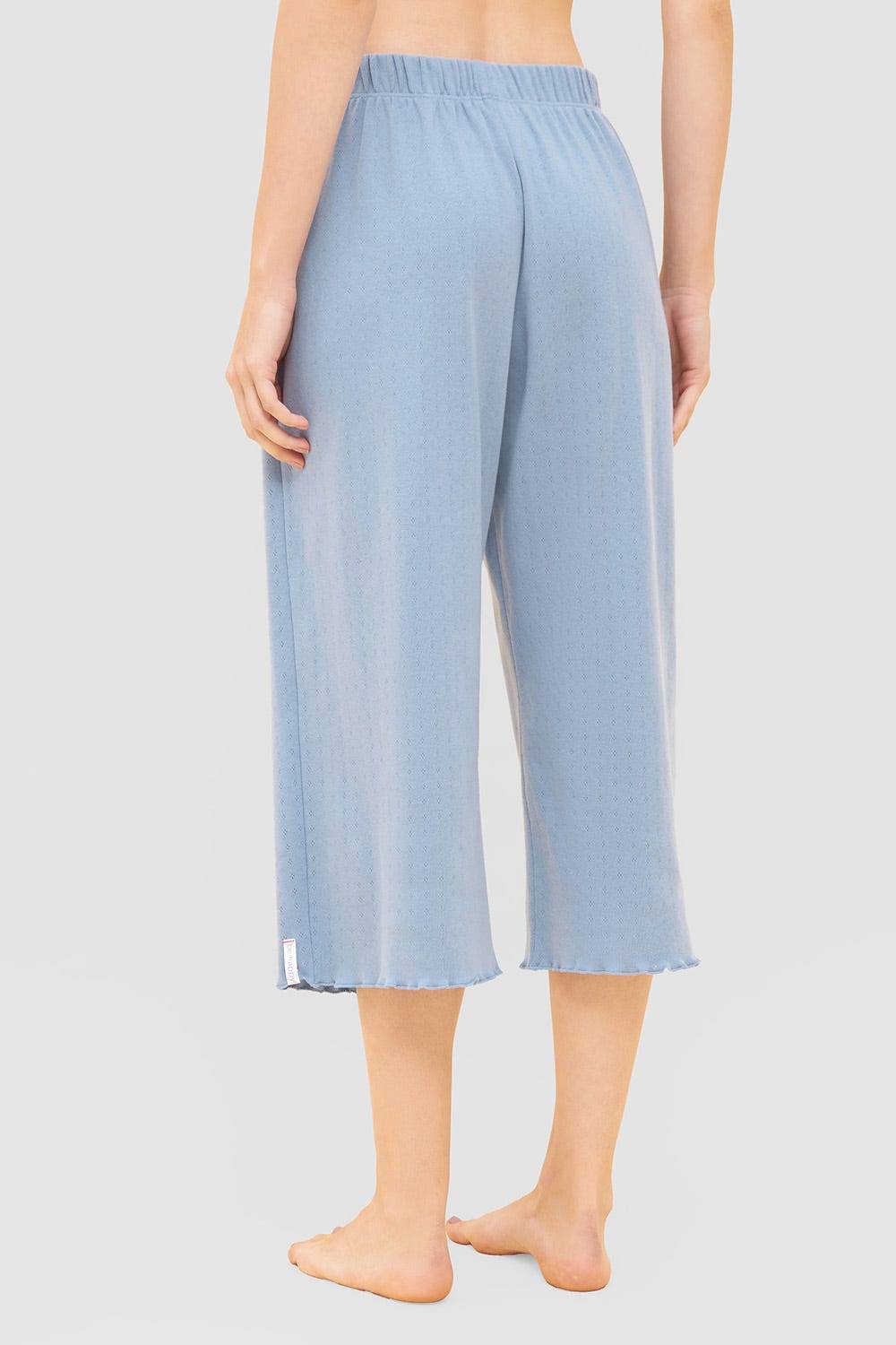 Rösch Pyjama-Hose aus Ajour Feinstrick Hellblau Mix &amp; Match 100% Baumwolle Black Friday