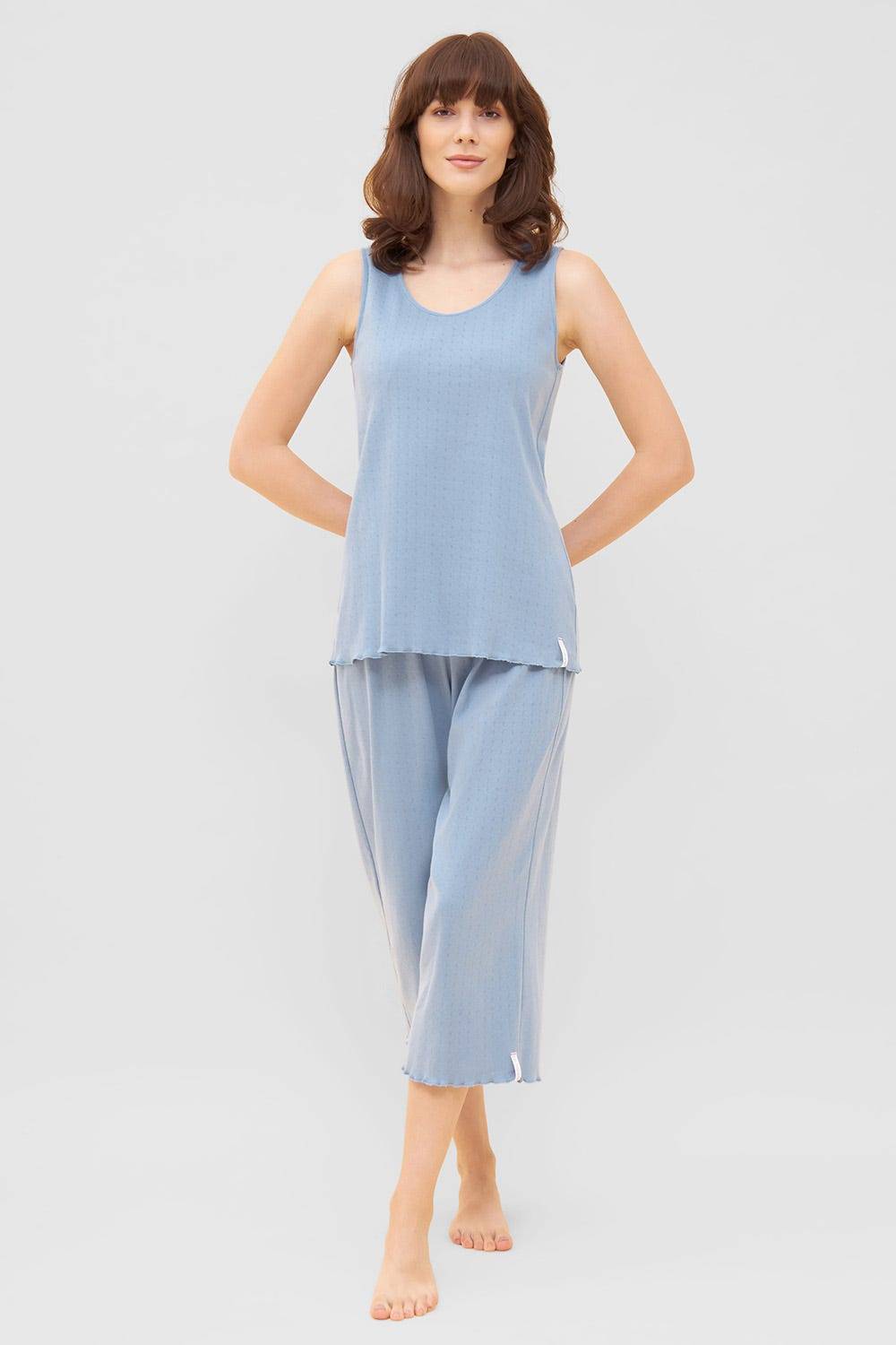 Rösch Pyjama-Hose aus Ajour Feinstrick Hellblau Mix &amp; Match 100% Baumwolle Black Friday