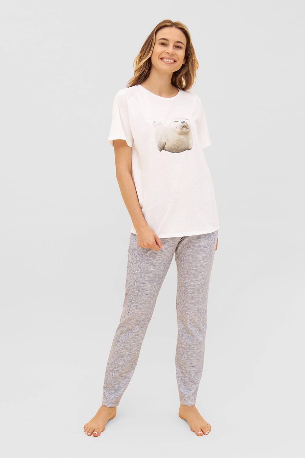 Rösch T-Shirt mit Motivdruck Robbe Raglan-Ärmel Mix &amp; Match 100% Bio-Baumwolle Weihnachtsangebot