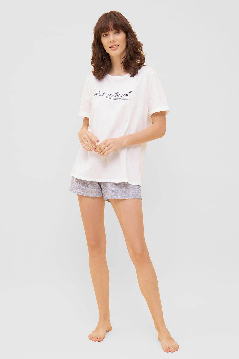 Rösch Shorts in blauer Melange-Optik kurze Hose Mix &amp; Match Bio-Baumwolle/Elasthan Osterangebot