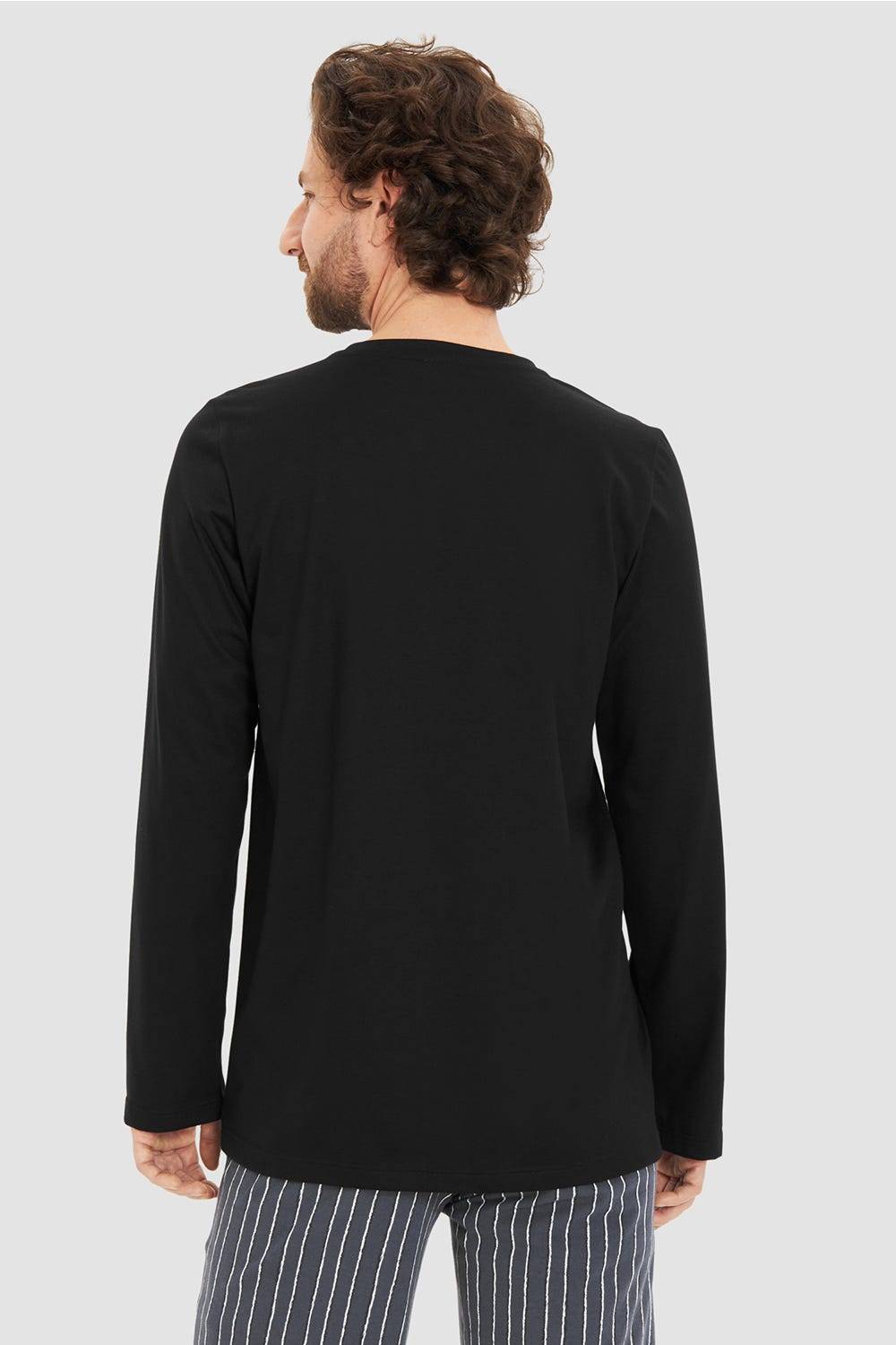 Rösch Herren Basic T-Shirt Langarm mit Rundhals Klassisch Baumwolle/Elasthan Zeitlich begrenztes Angebot