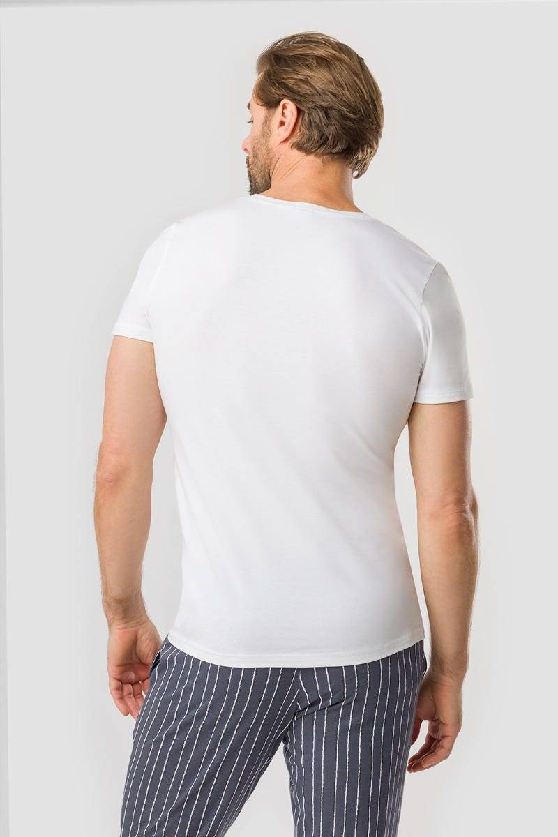 Rösch Herren Basic T-Shirt mit V-Ausschnitt Klassisch Baumwolle/Elasthan Exklusive Angebote