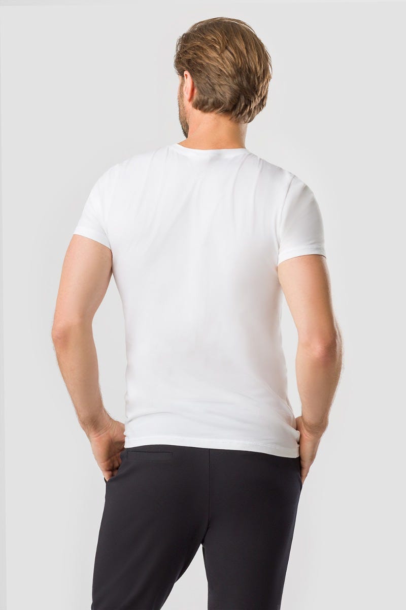 Rösch Herren Basic T-Shirt mit Rundhals Klassisch Baumwolle/Elasthan Blitzangebot