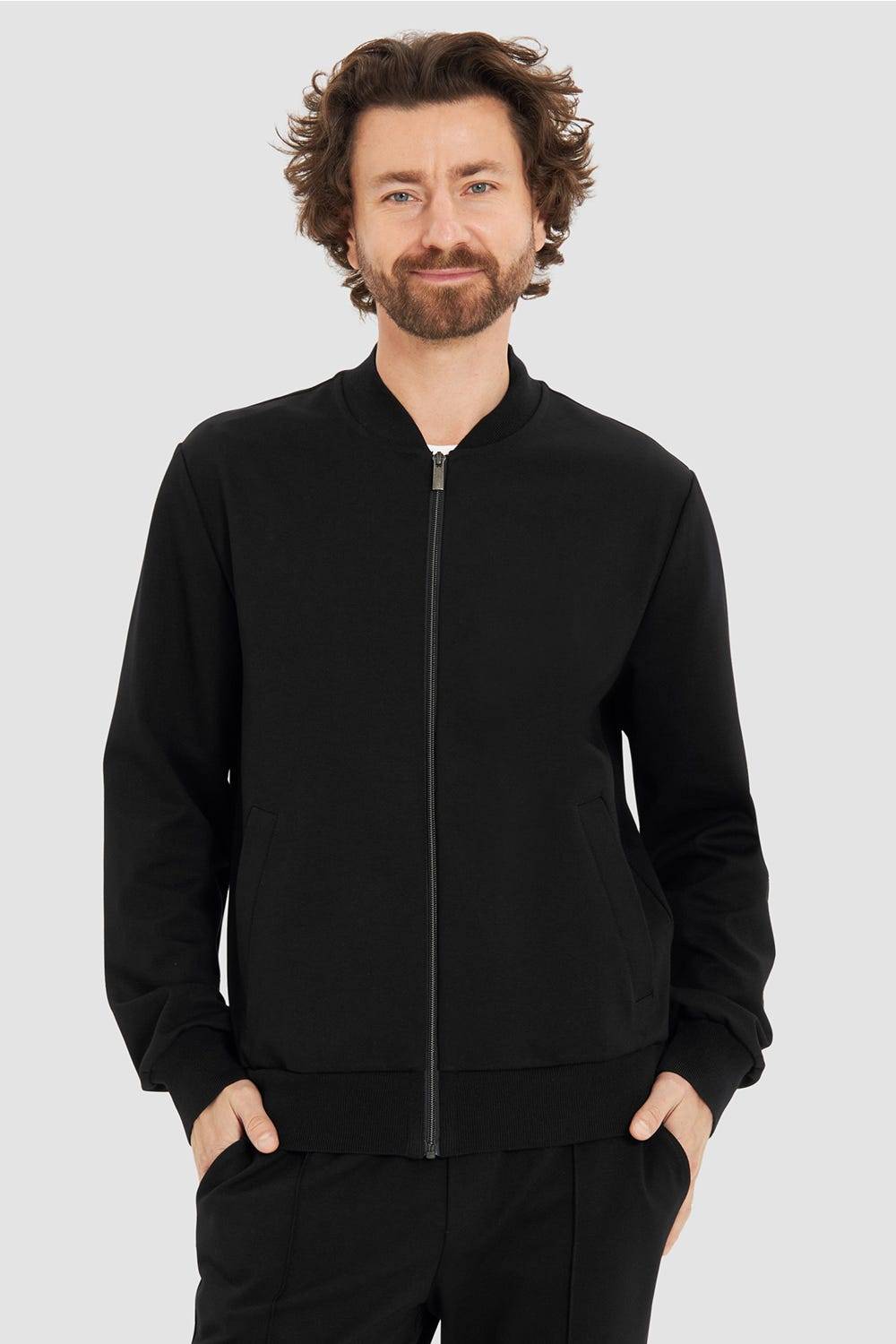 Rösch Herren Loungejacke Blouson College-Style Lässig Materialmix Große Rabatte