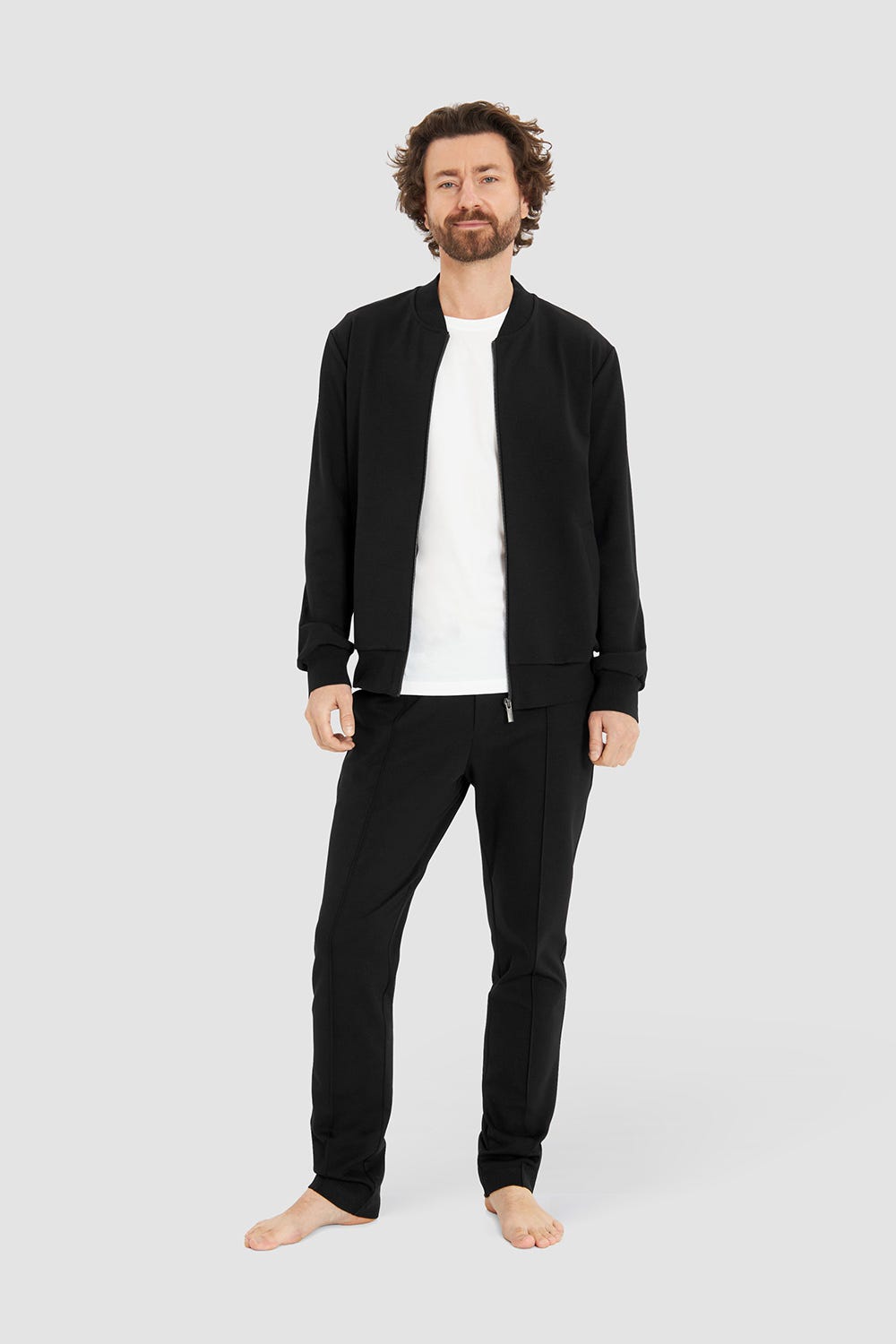 Rösch Herren Loungejacke Blouson College-Style Lässig Materialmix Große Rabatte