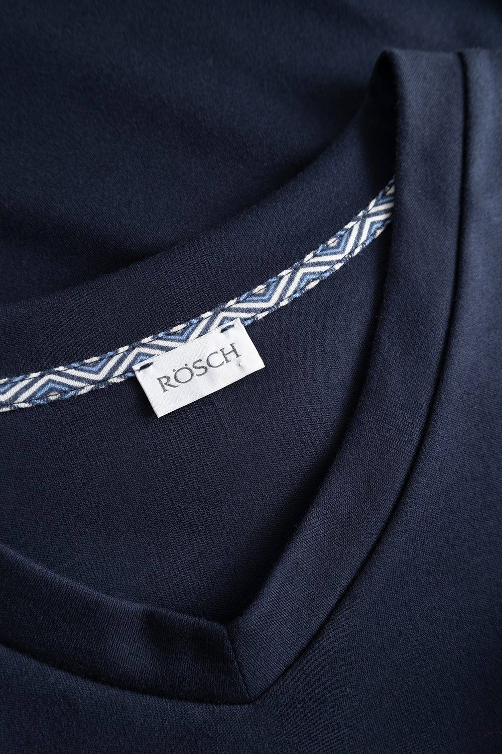 Rösch Herren Kurzer Pyjama mit Minimalprint Blau Bermuda V-Ausschnitt 100% Baumwolle Tägliche Deals