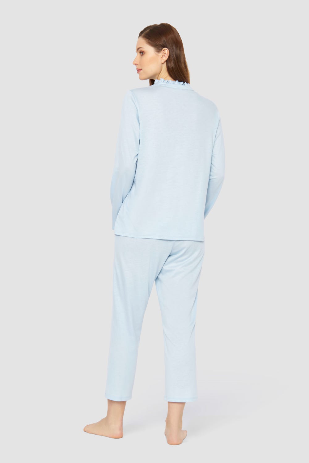 Rösch Pyjama mit Rüschen-Stehkragen Baumwolle/Modal Sonderangebote