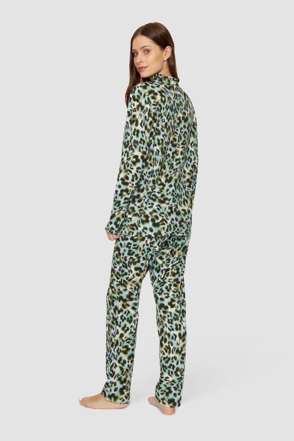 Rösch Pyjama im bunten Leo-Druck Baumwolle/Modal Tiefpreis