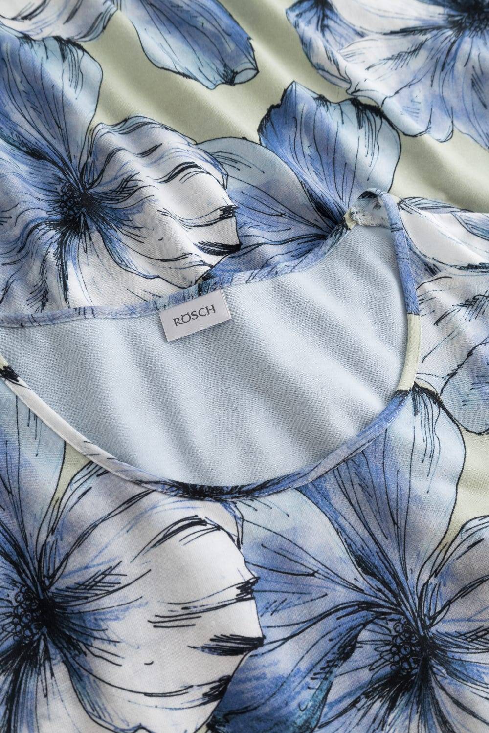 Rösch Nachthemd mit Stufenlook Hellblau 100% Baumwolle Kostenlose Rückgabe