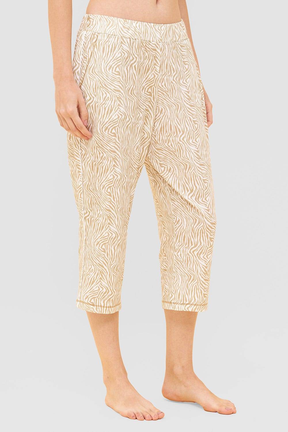 Rösch Hose im Zebra-Druck Beige Paspel Ziernähte Mix &amp; Match Baumwolle/Modal Letzte 3 Tage