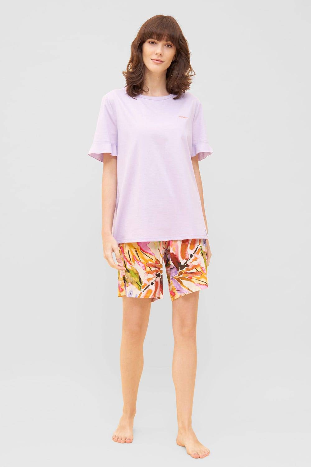 Rösch Bermuda im fröhlichen Blätter-Druck Bunt Sommer Mix &amp; Match Viskose/Elasthan Neueste Stile
