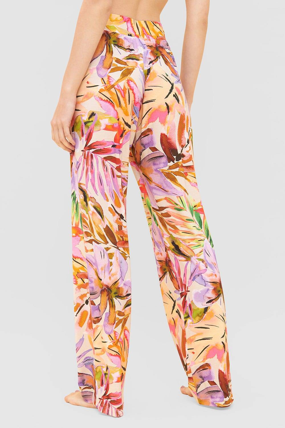 Rösch Lange Hose im fröhlichen Blätter-Druck Sommer Bunt Viskose/Elasthan Letzte 2 Tage