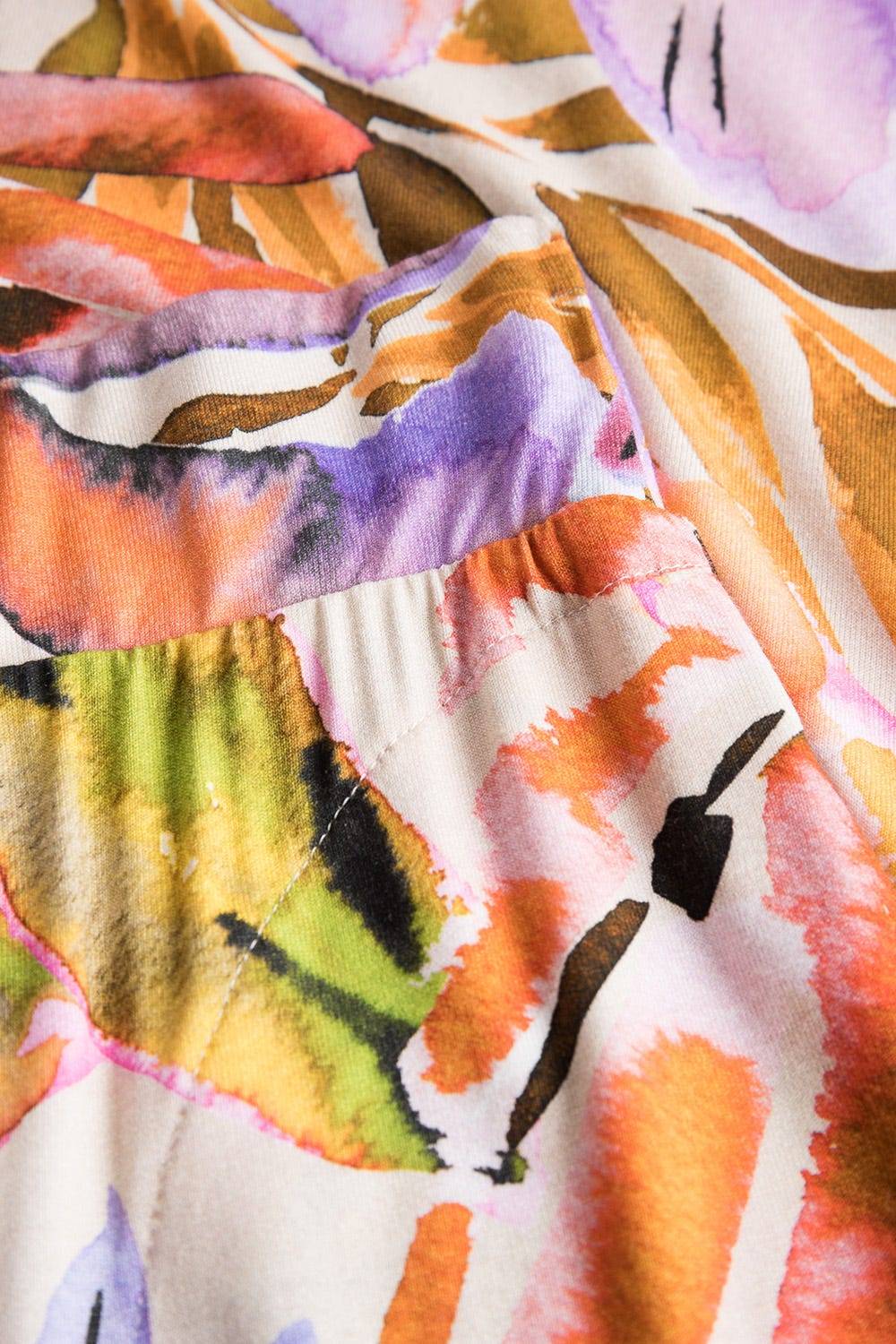Rösch Lange Hose im fröhlichen Blätter-Druck Sommer Bunt Viskose/Elasthan Letzte 2 Tage
