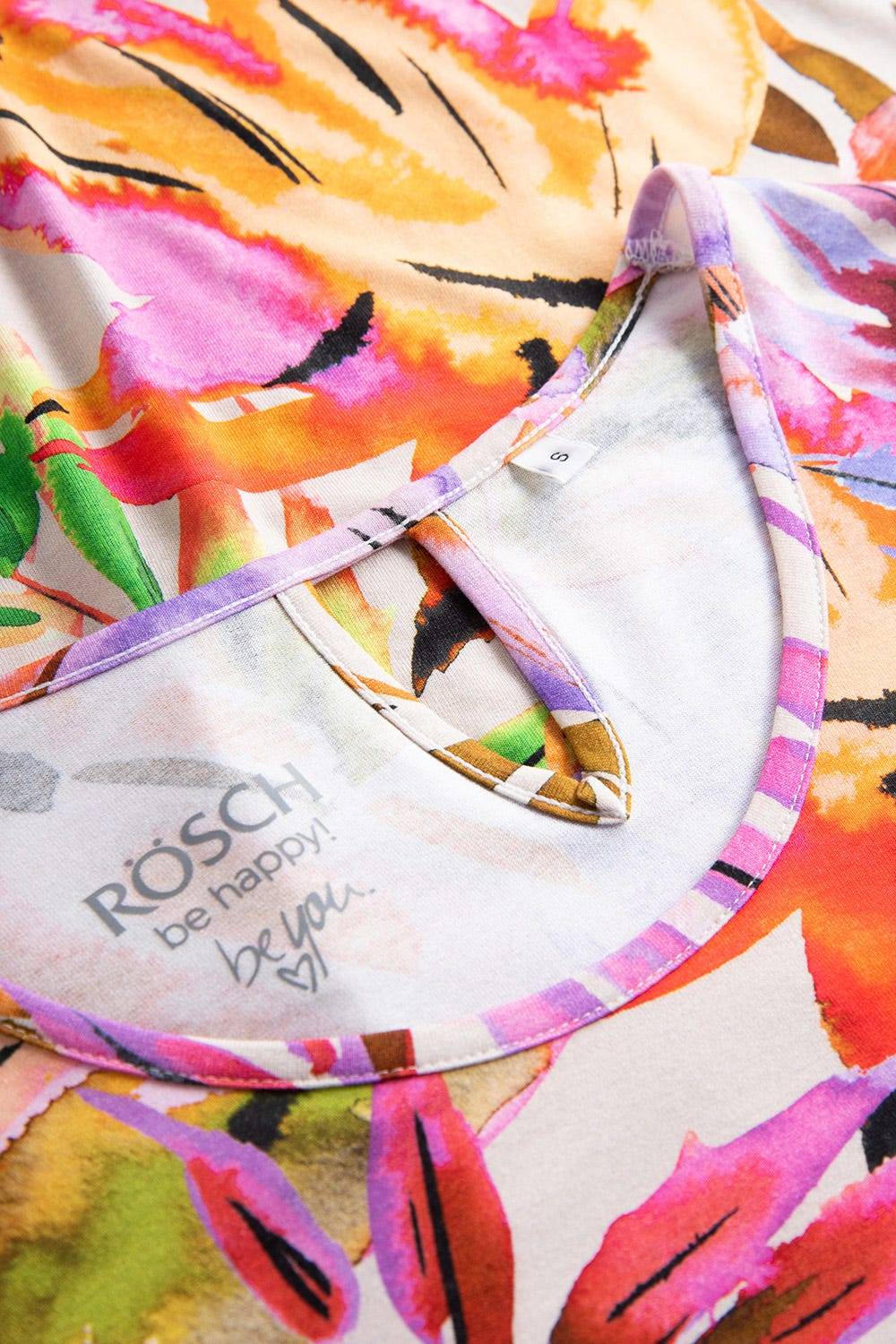 Rösch Nachthemd im fröhlichen Blätter-Druck Bunt Rundhals Sommer Viskose/Elasthan Letzter Tag
