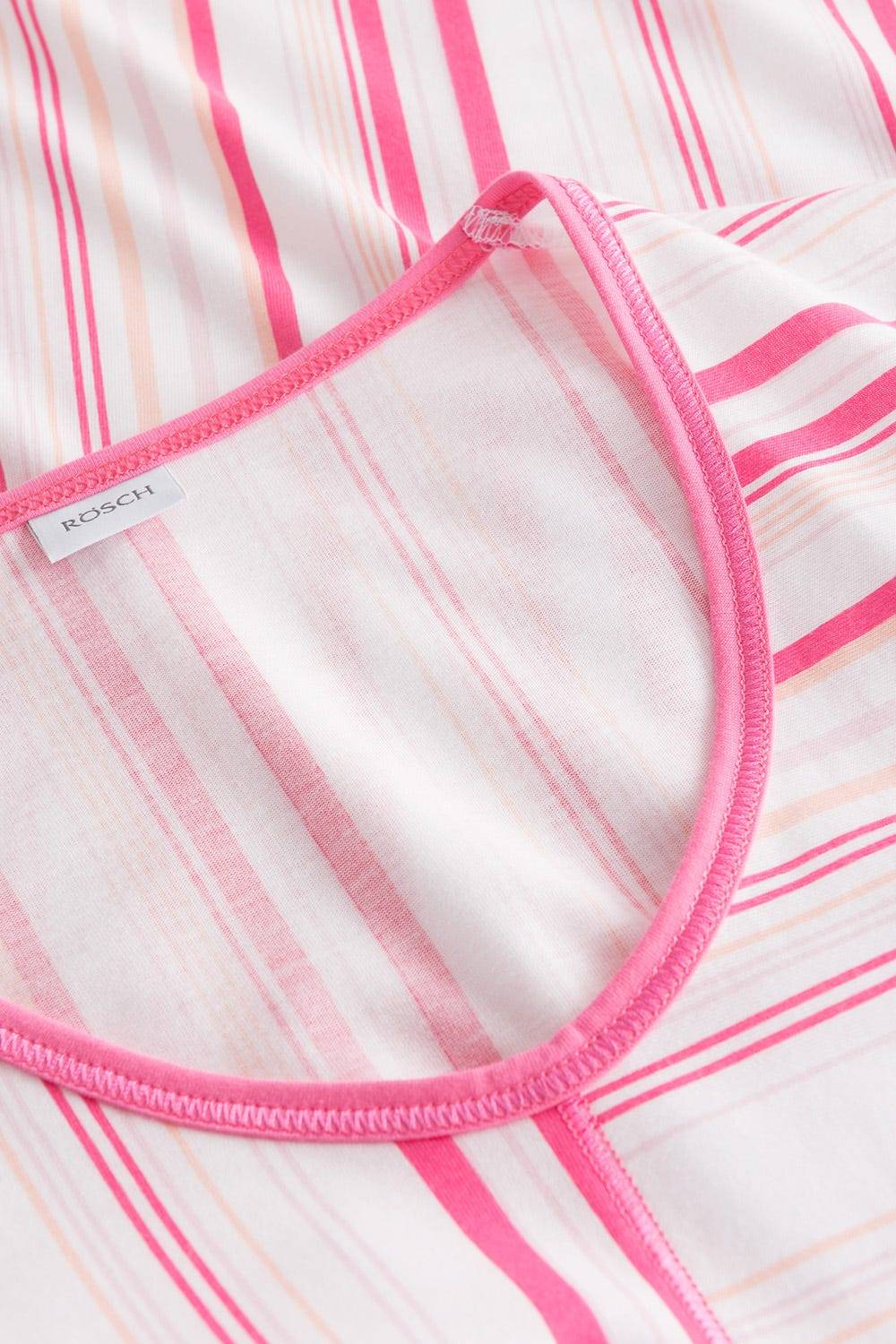 Rösch Nachtkleid im rosa Streifendruck V-Ausschnitt Ziernähte 100% Baumwolle Discount Store für neue Produkte