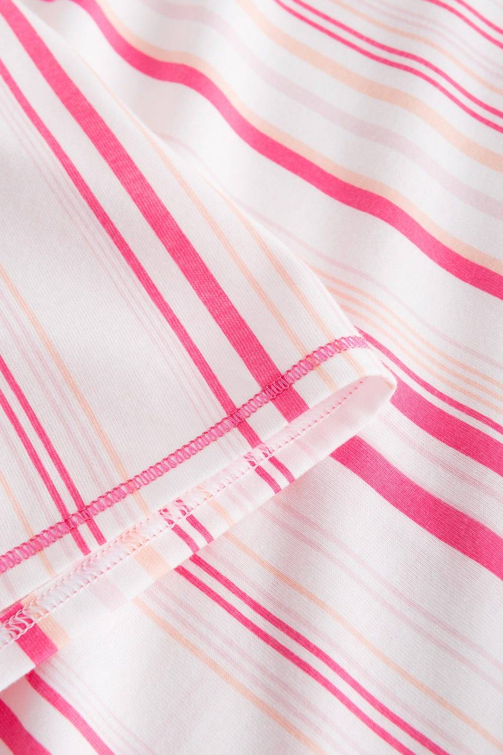 Rösch Nachtkleid im rosa Streifendruck V-Ausschnitt Ziernähte 100% Baumwolle Discount Store für neue Produkte