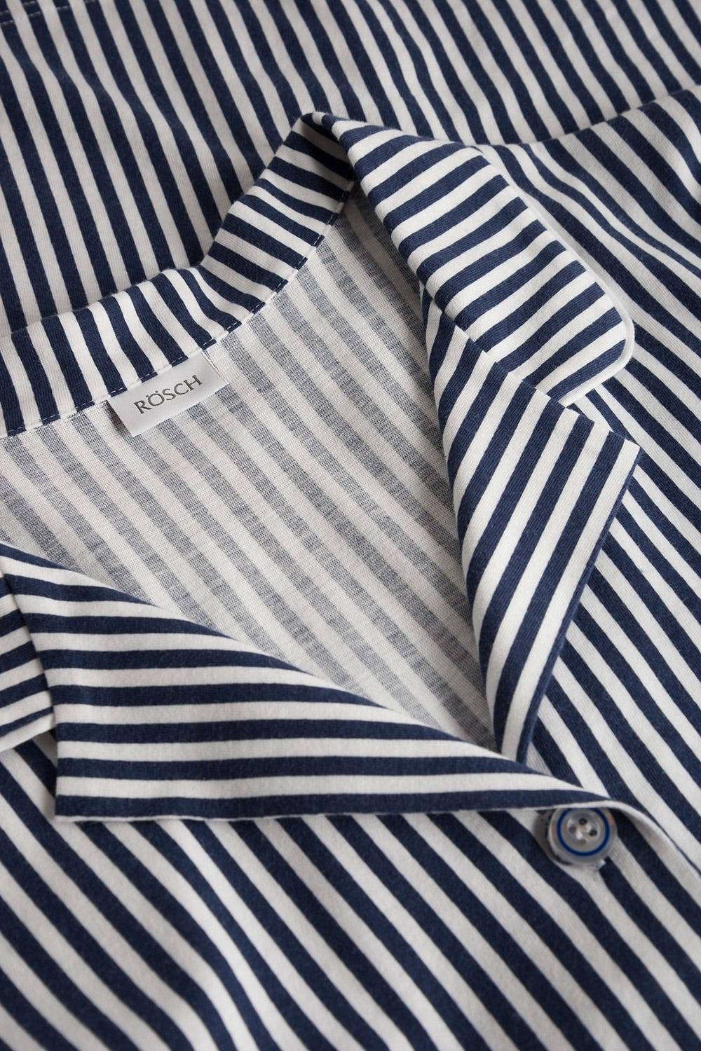 Rösch Pyjama im Streifendruck Herrenhemd-Stil Bermuda Knopfleiste 100% Baumwolle 50% Rabatt mit kostenlosem Versand
