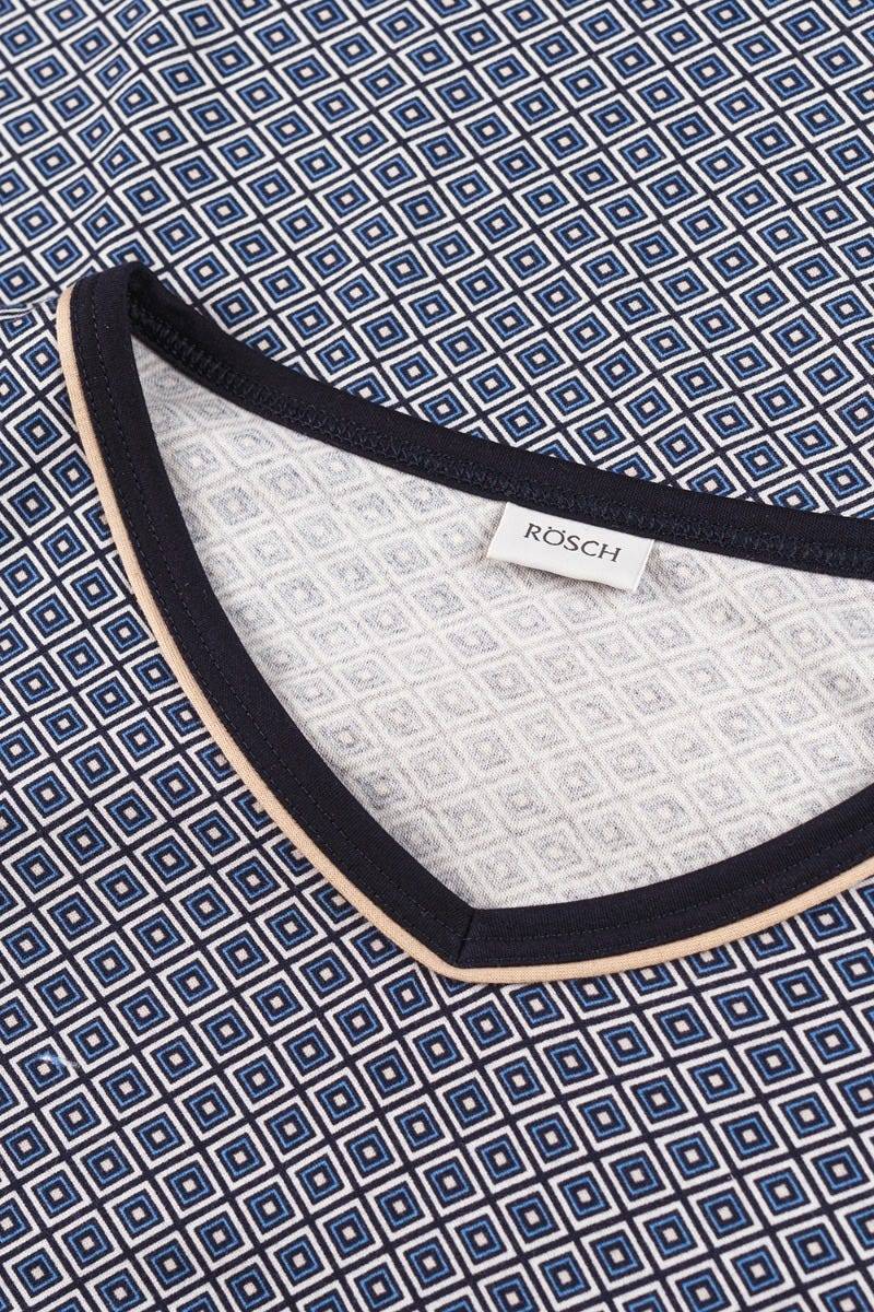 Rösch Herren Pyjama mit Minimalprint Blau Klassisch 100% Baumwolle Online