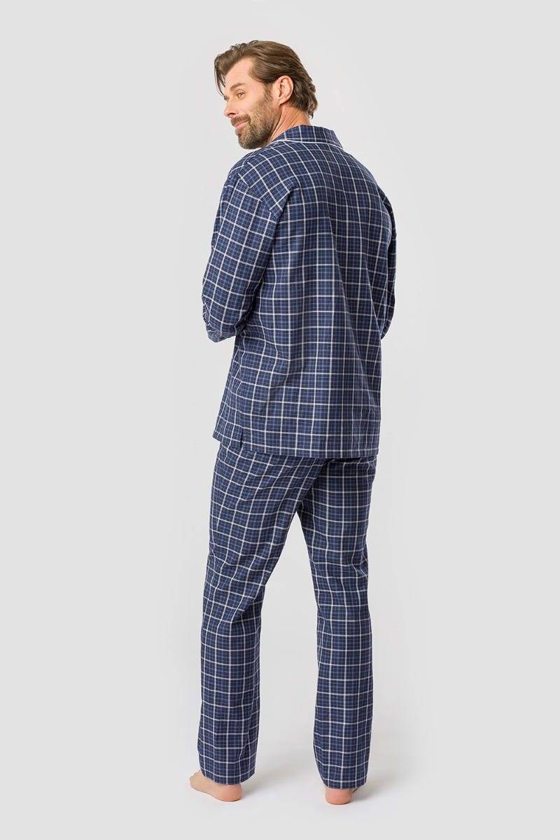 Rösch Herren Pyjama im Web-Karo Klassisch Paspeln 100% Baumwolle Auslauf