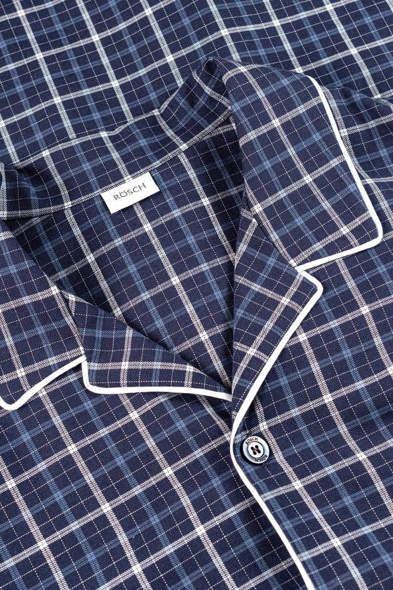 Rösch Herren Pyjama im Web-Karo Klassisch Paspeln 100% Baumwolle Auslauf
