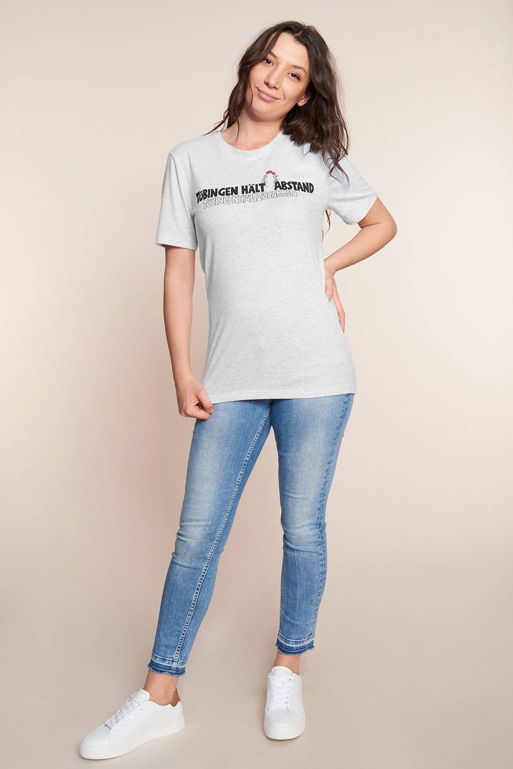 Rösch Charity-Shirt, Limitiertes T-Shirt mit Motivdruck - &quot;Tübingen hält Abstand&quot; im Angebot