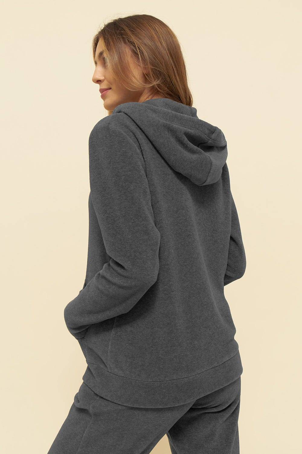 Rösch Hausanzug aus kuscheligem Fleece Hoodie lässig Polyester/Viskose Fabrikverkauf