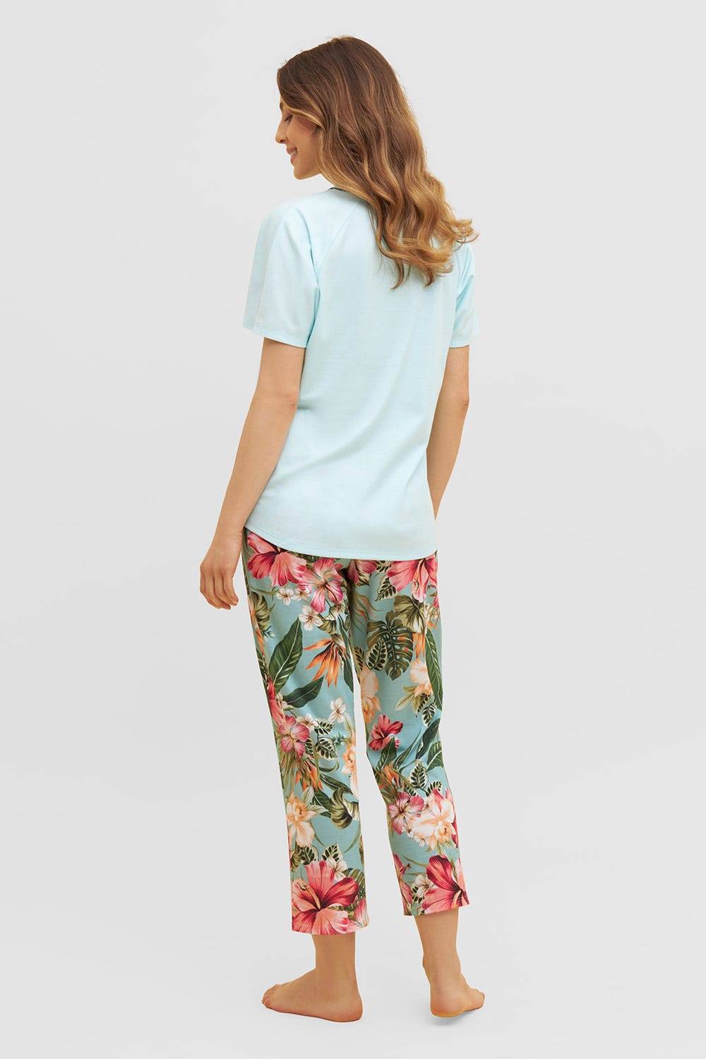 Rösch Pyjama mit tropischem Druck 7/8-Hose Raglan Baumwolle/Modal Rabatt
