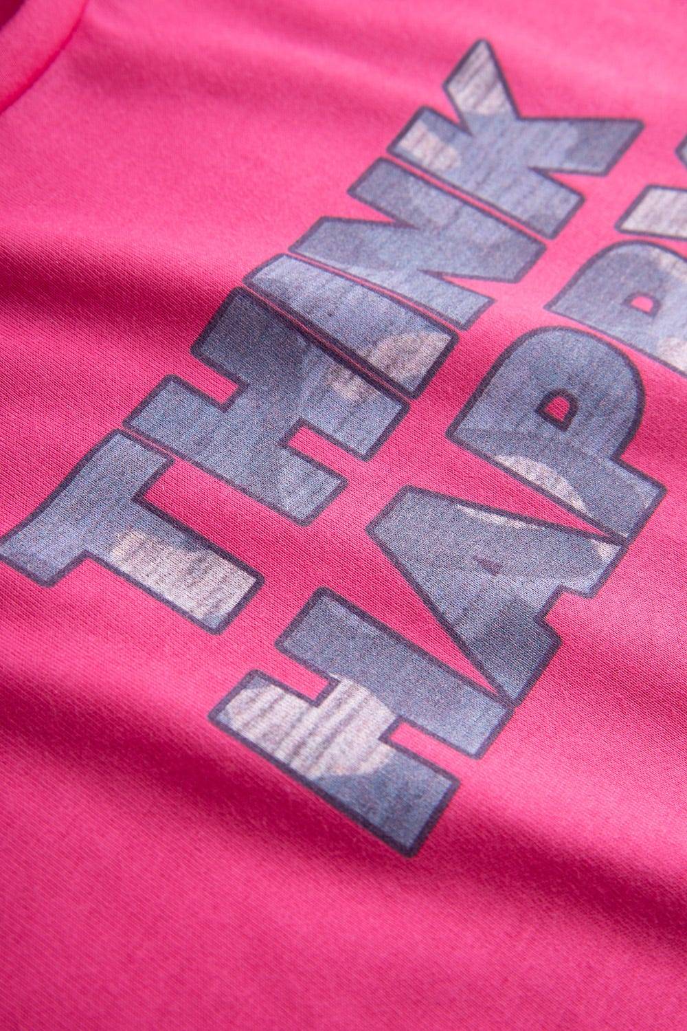 Rösch Nachthemd mit Schriftzug &quot;Think Happy&quot; Pink Kurzarm 100% Baumwolle Günstig kaufen