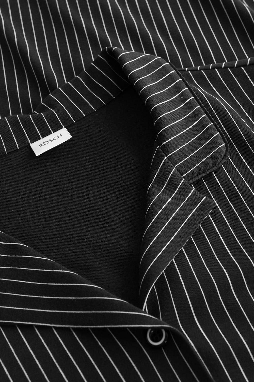 Rösch Nachthemd im schwarzen Streifen-Druck Spitzendetails Herrenhemd-Stil 100% Baumwolle Flash Sale