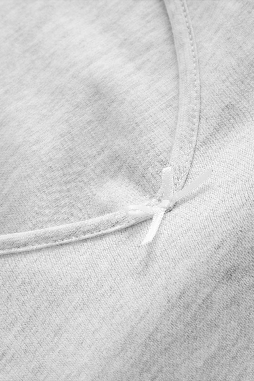 Rösch Pyjama mit Zierschleife und Spitze Grau Langarm 100% Baumwolle Black Friday