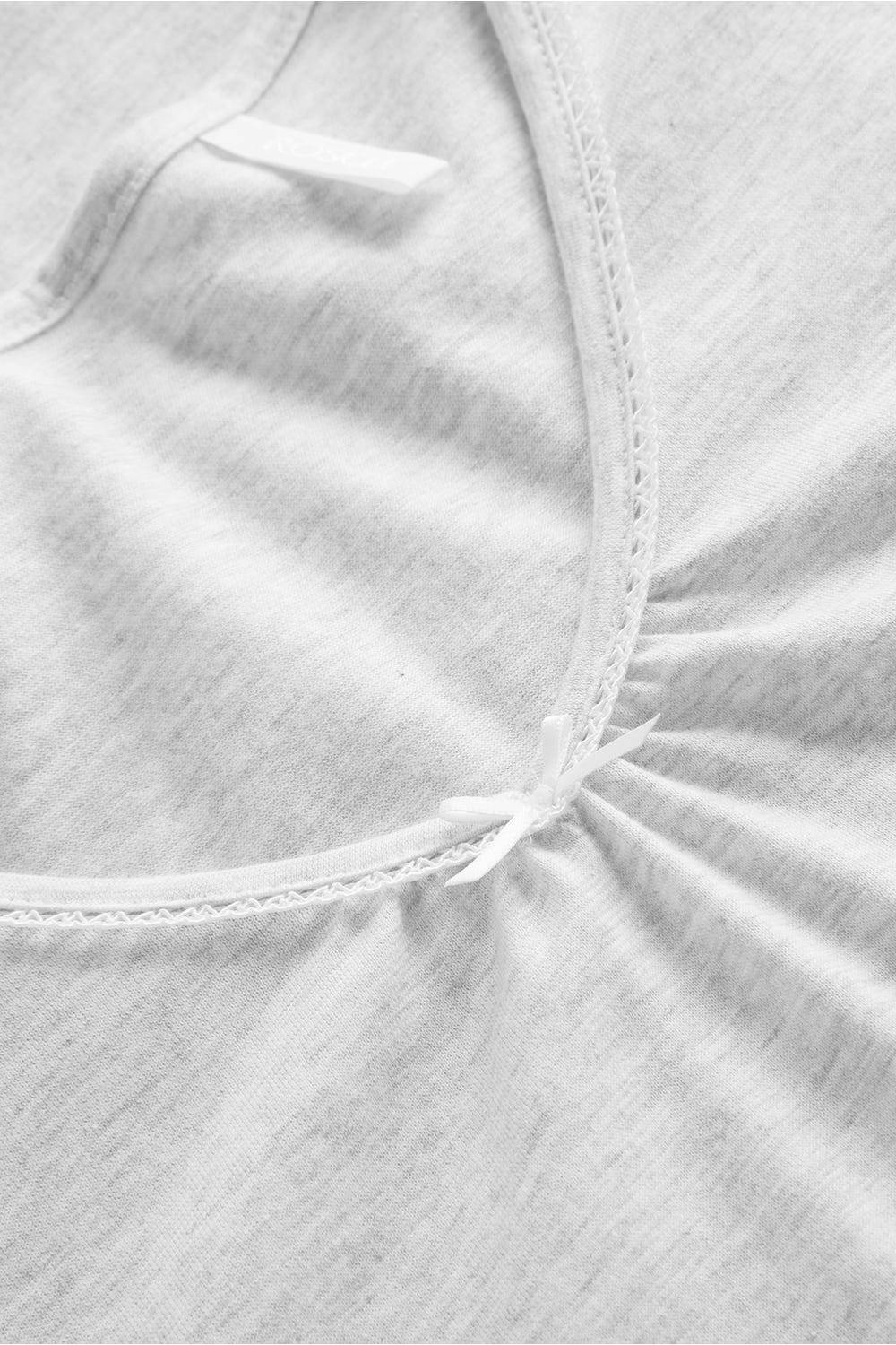 Rösch Pyjama mit Zierschleife und Spitze Grau Kurzarm 7/8-Hose 100% Baumwolle Cyber Monday