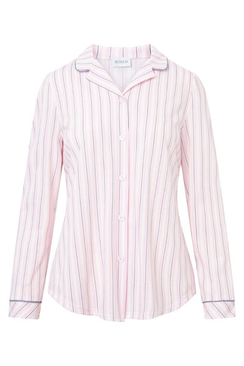 Rösch Basic Pyjamashirt Langarm im Streifendruck Herrenhemdstil Valentinstagsangebot