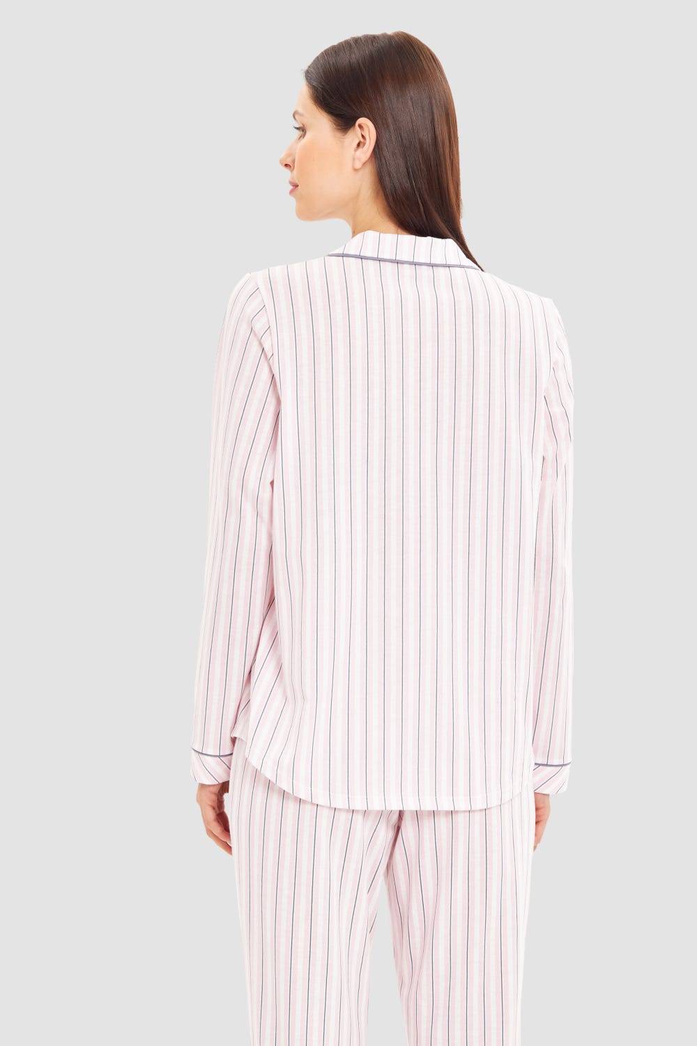 Rösch Basic Pyjamashirt Langarm im Streifendruck Herrenhemdstil Valentinstagsangebot