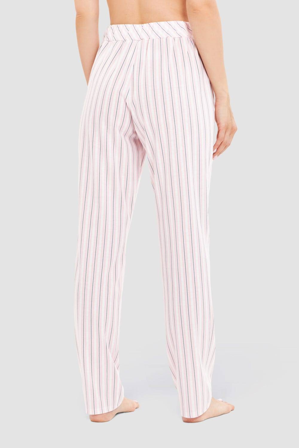 Rösch Basic Pyjamahose Lang im Streifendruck Rosa-Grau Heißer Verkauf