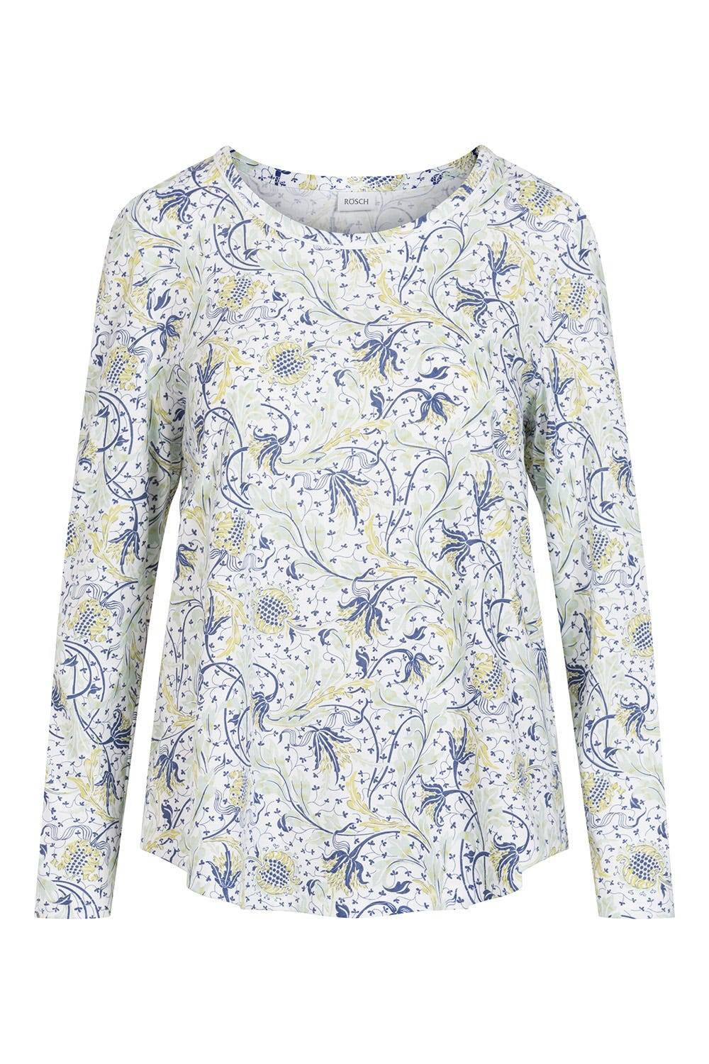 Rösch Basic Pyjamashirt Langarm im floralen Ornament-Print Mix &amp; Match 1884806 Tiefpreis