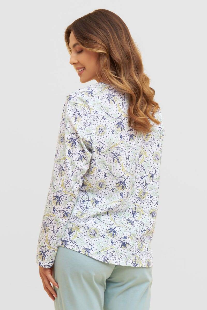 Rösch Basic Pyjamashirt Langarm im floralen Ornament-Print Mix &amp; Match 1884806 Tiefpreis